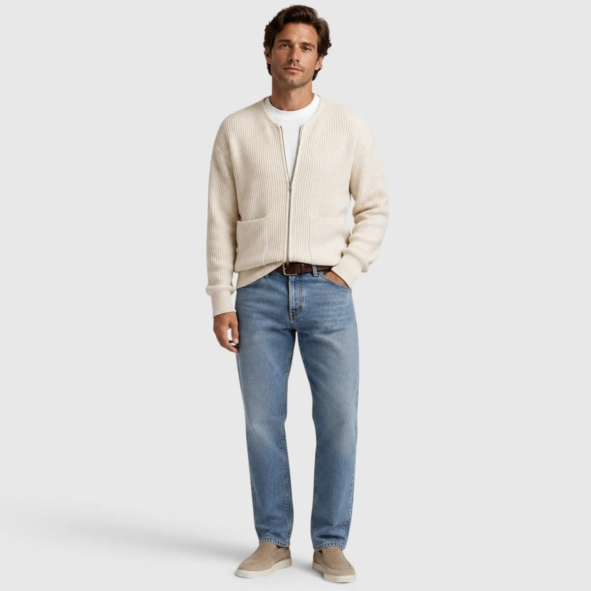 Vest met Rits Heren | Ronde Hals | Ribgebreid | Zakken