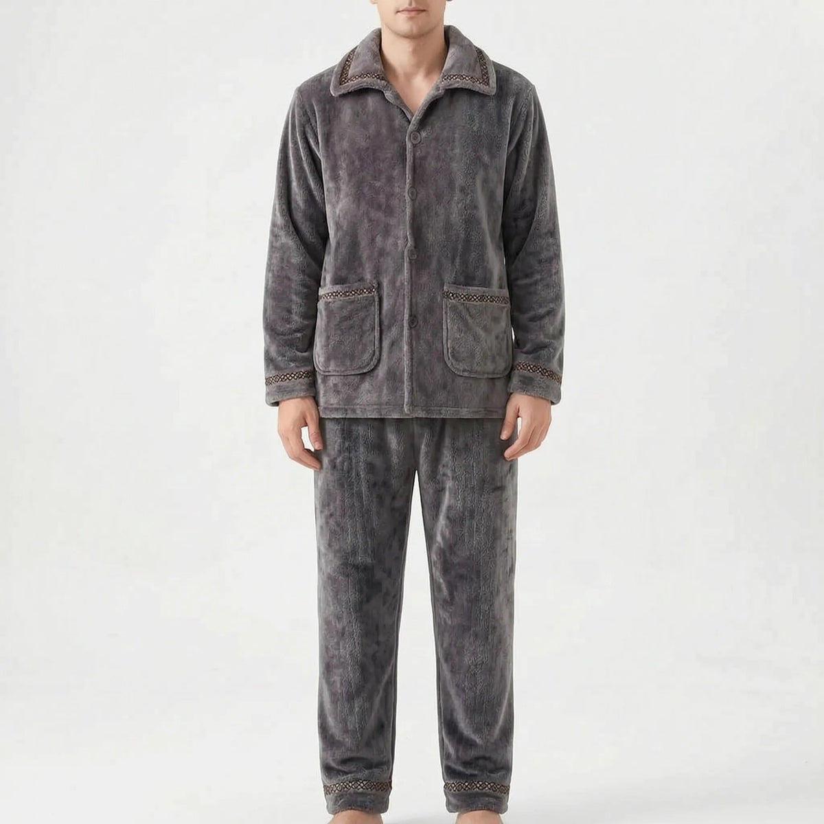 Fleece Pyjama Heren met Kraag | Knoopsluiting | 7 Varianten