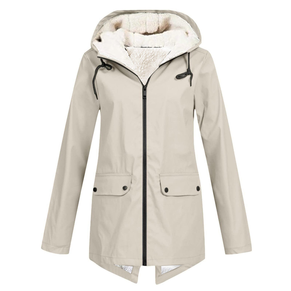 Gevoerde Regenjas Dames met Capuchon | Fleecevoering | Waterafstotend | 8 Kleuren