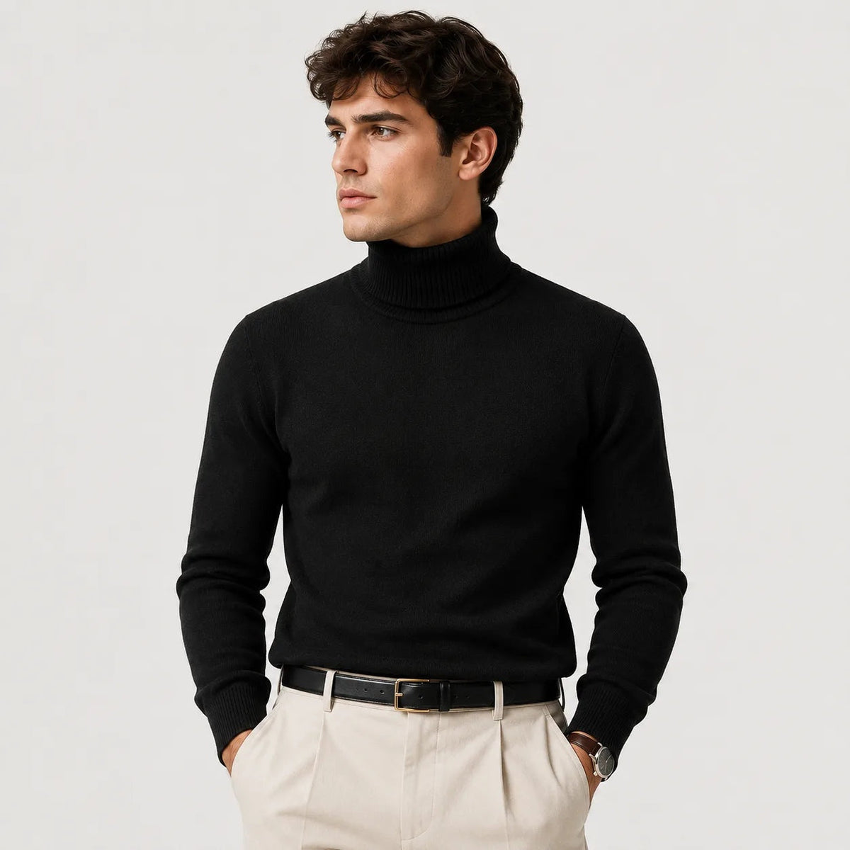 Gebreide Coltrui Heren | Geribde Col | Regular Fit | Fijngebreid