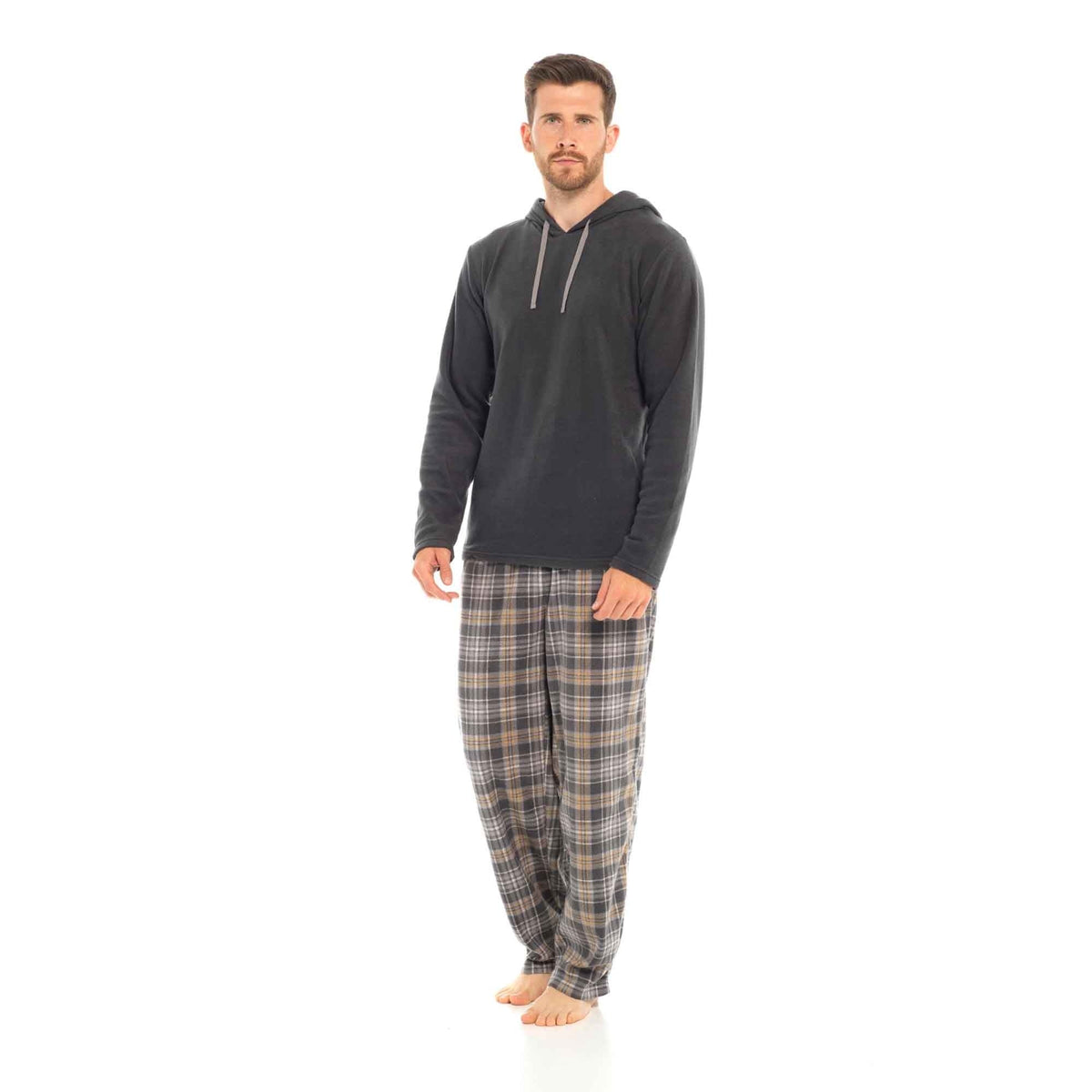 Fleece Pyjama Heren met Capuchon | Geruite Broek | 2 Kleuren