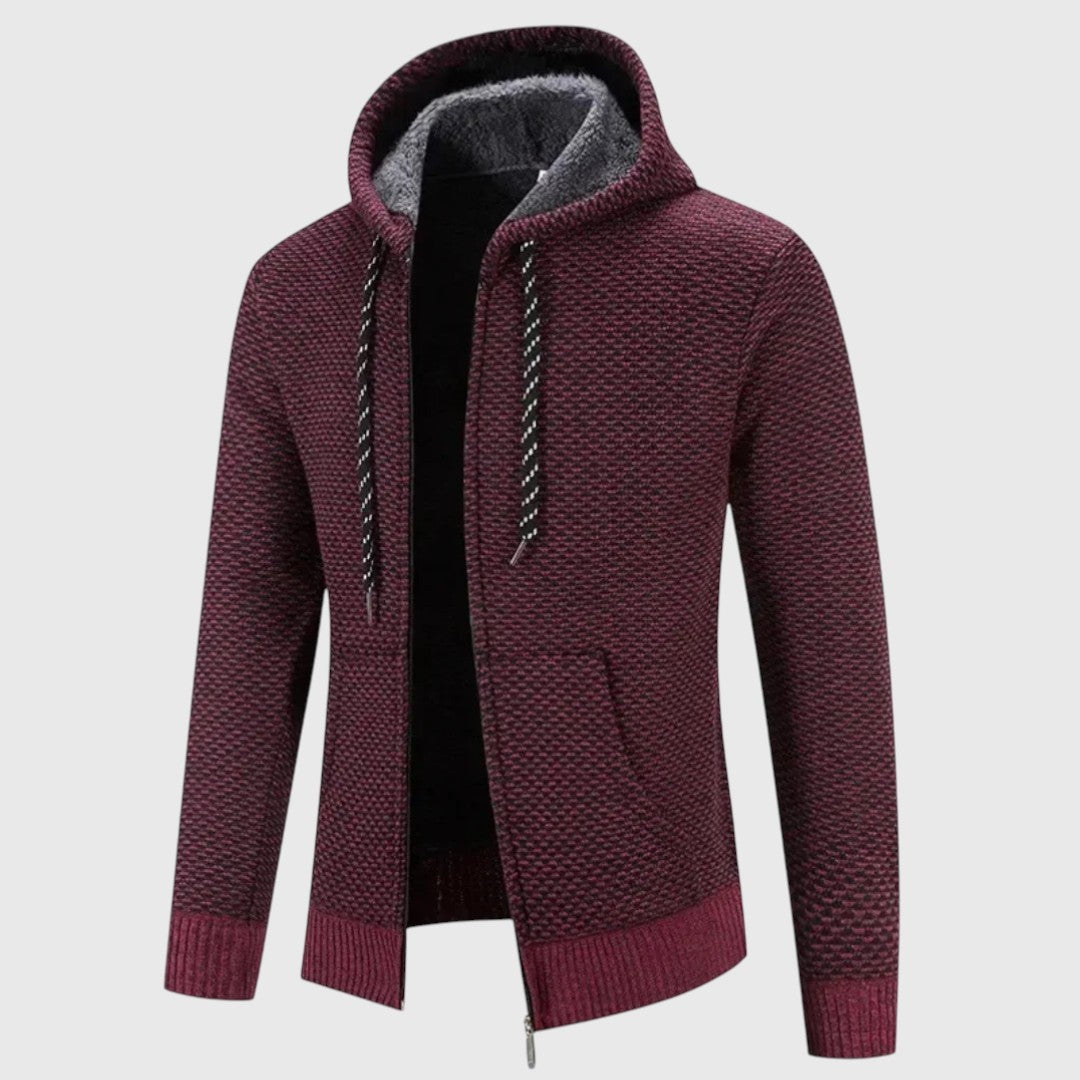 Gebreid Vest met Capuchon Heren | Gevoerd | Rits | Grof Breisel