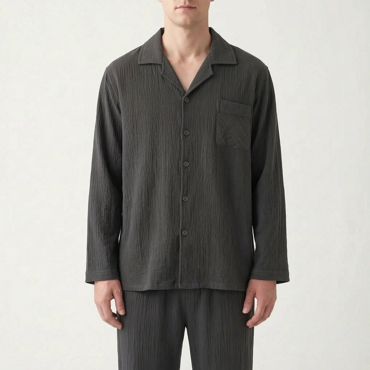 Mousseline Pyjama Heren | Reverskraag | 4 Kleuren