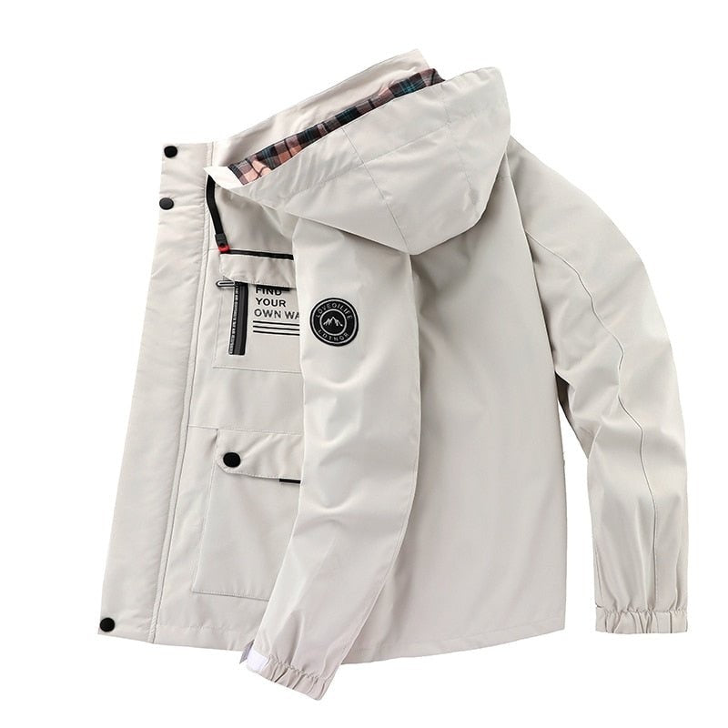 Outdoorjas Heren met Capuchon | Geruite Voering | Waterafstotend | 4 Kleuren