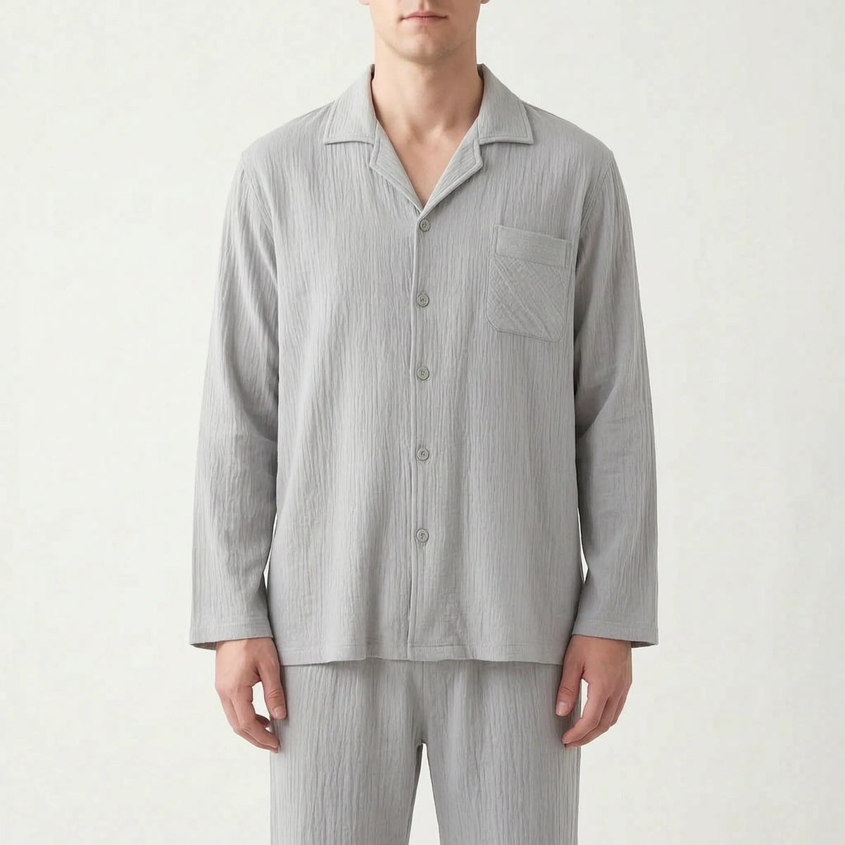 Mousseline Pyjama Heren | Reverskraag | 4 Kleuren