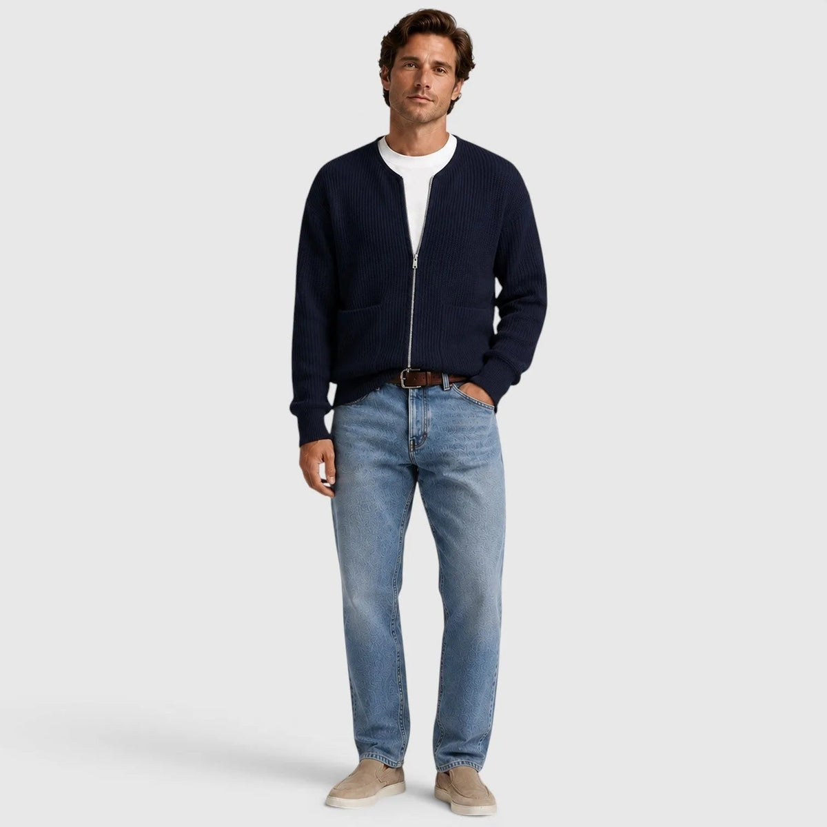Vest met Rits Heren | Ronde Hals | Ribgebreid | Zakken