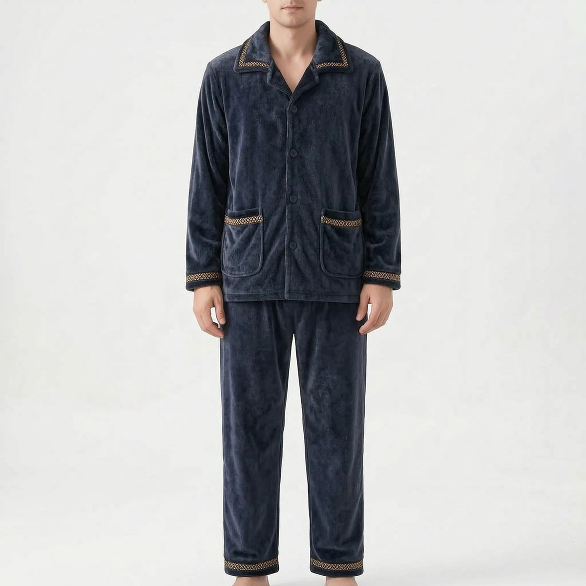 Fleece Pyjama Heren met Kraag | Knoopsluiting | 7 Varianten