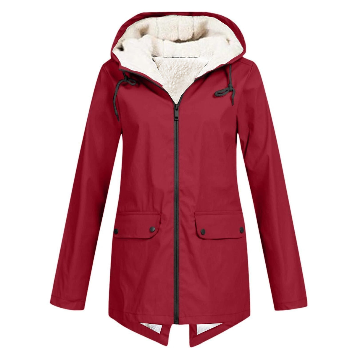 Gevoerde Regenjas Dames met Capuchon | Fleecevoering | Waterafstotend | 8 Kleuren