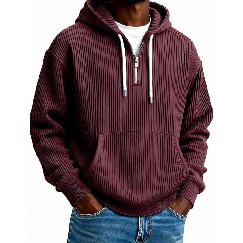 Half Zip Hoodie Heren met Ribstructuur | Hoge Kraag | 10 Kleuren