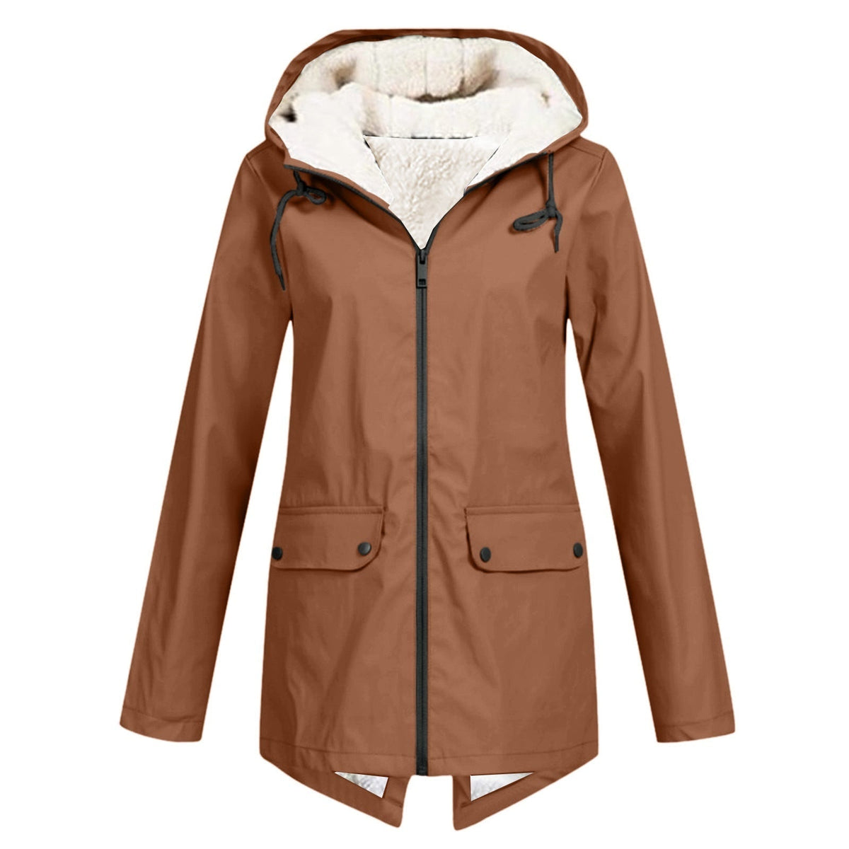 Gevoerde Regenjas Dames met Capuchon | Fleecevoering | Waterafstotend | 8 Kleuren