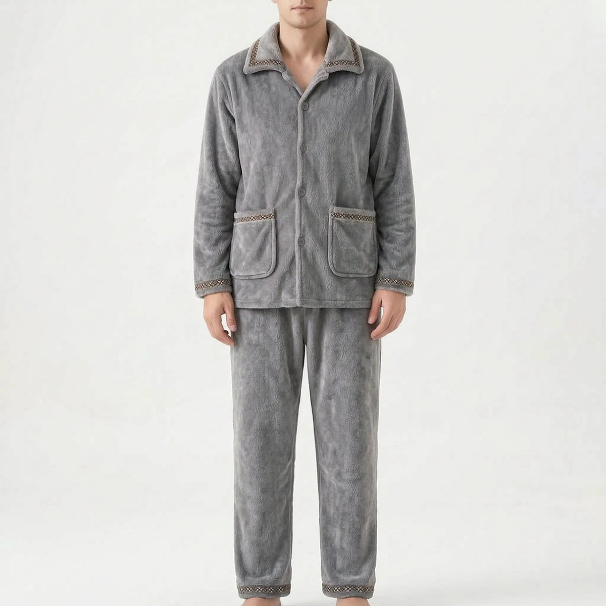 Fleece Pyjama Heren met Kraag | Knoopsluiting | 7 Varianten