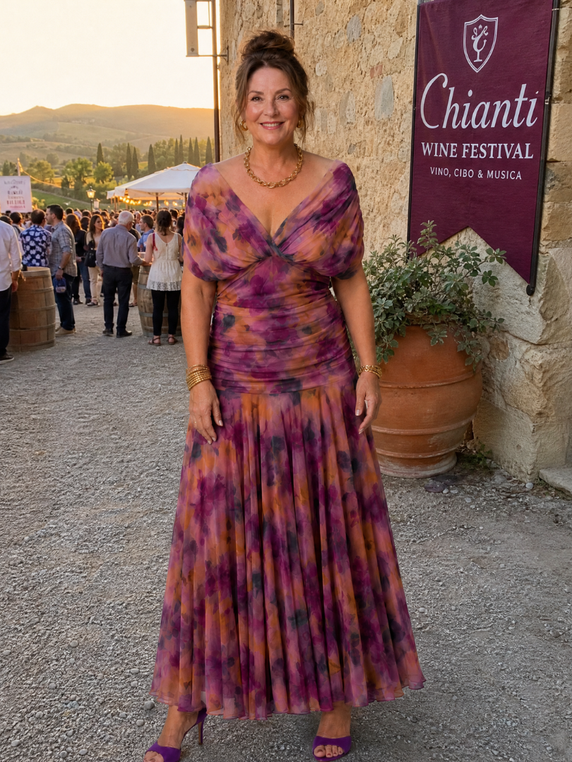 Bruiloft Gast Jurk | Maxi | Off-Shoulder | V-hals-Boutique Moda