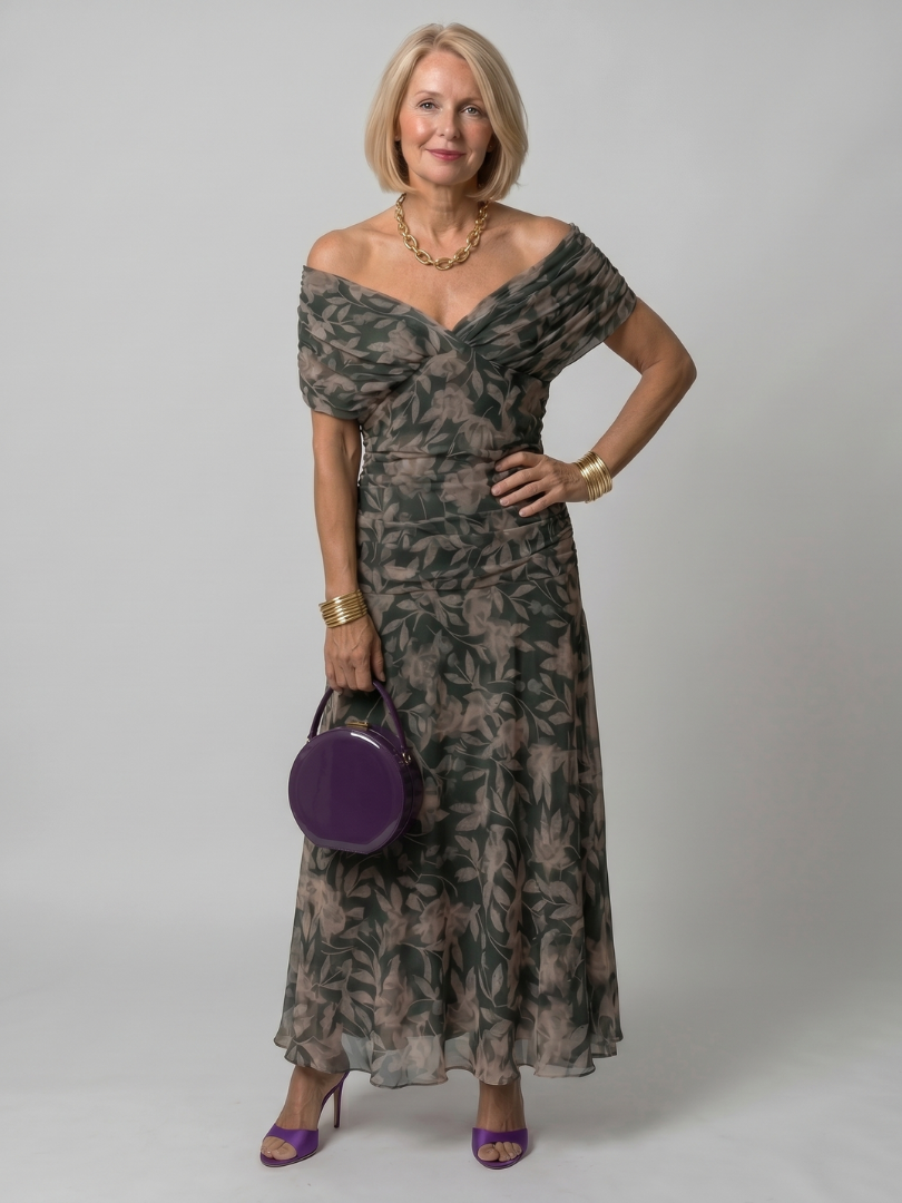 Bruiloft Gast Jurk | Maxi | Off-Shoulder | V-hals-Boutique Moda