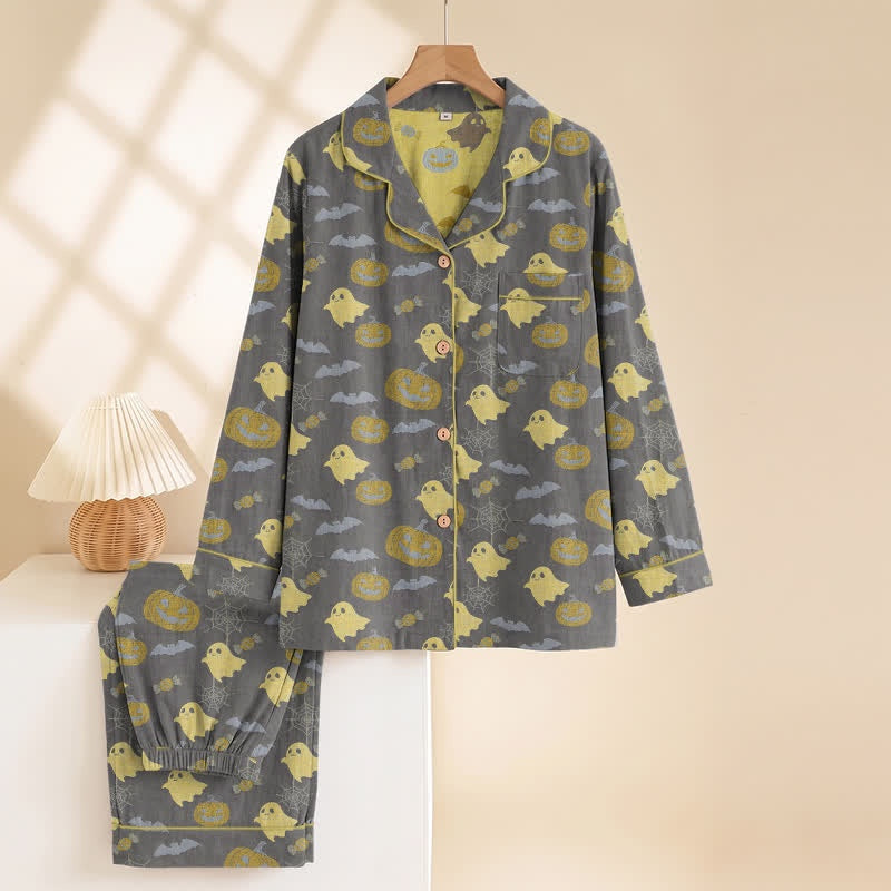 Spoken Pompoen Pyjamaset Heren | Knoopsluiting | Lange Broek | 8 Kleuren