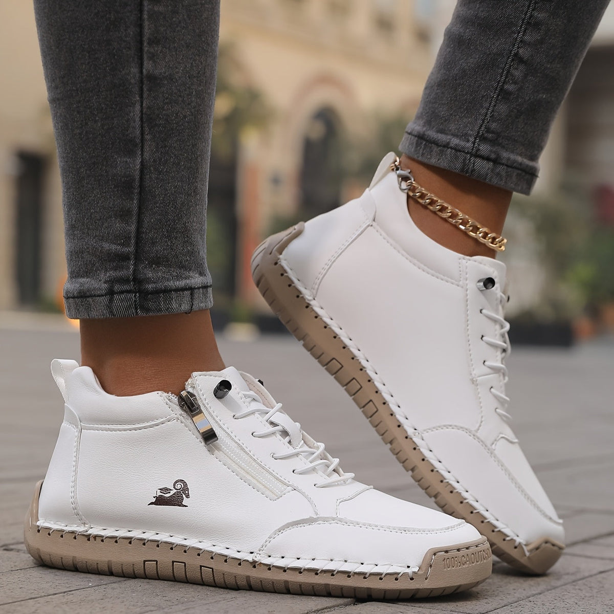 Sneakers Dames met Rits | Handgestikt | 12 Kleuren