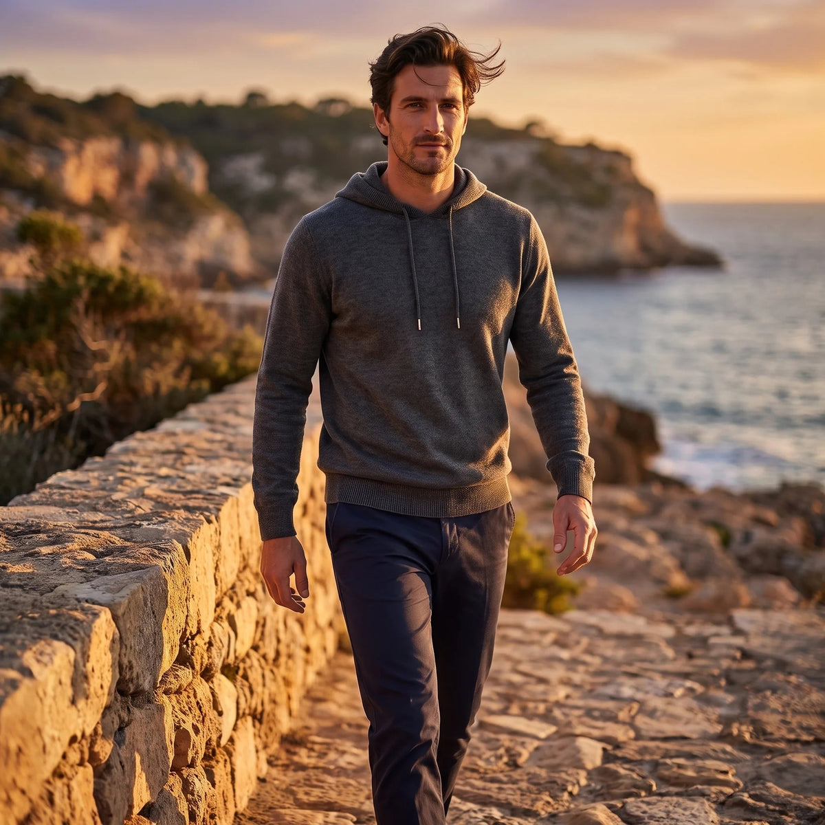 Gebreide Hoodie Heren | Fijngebreid | Trekkoord | Regular Fit