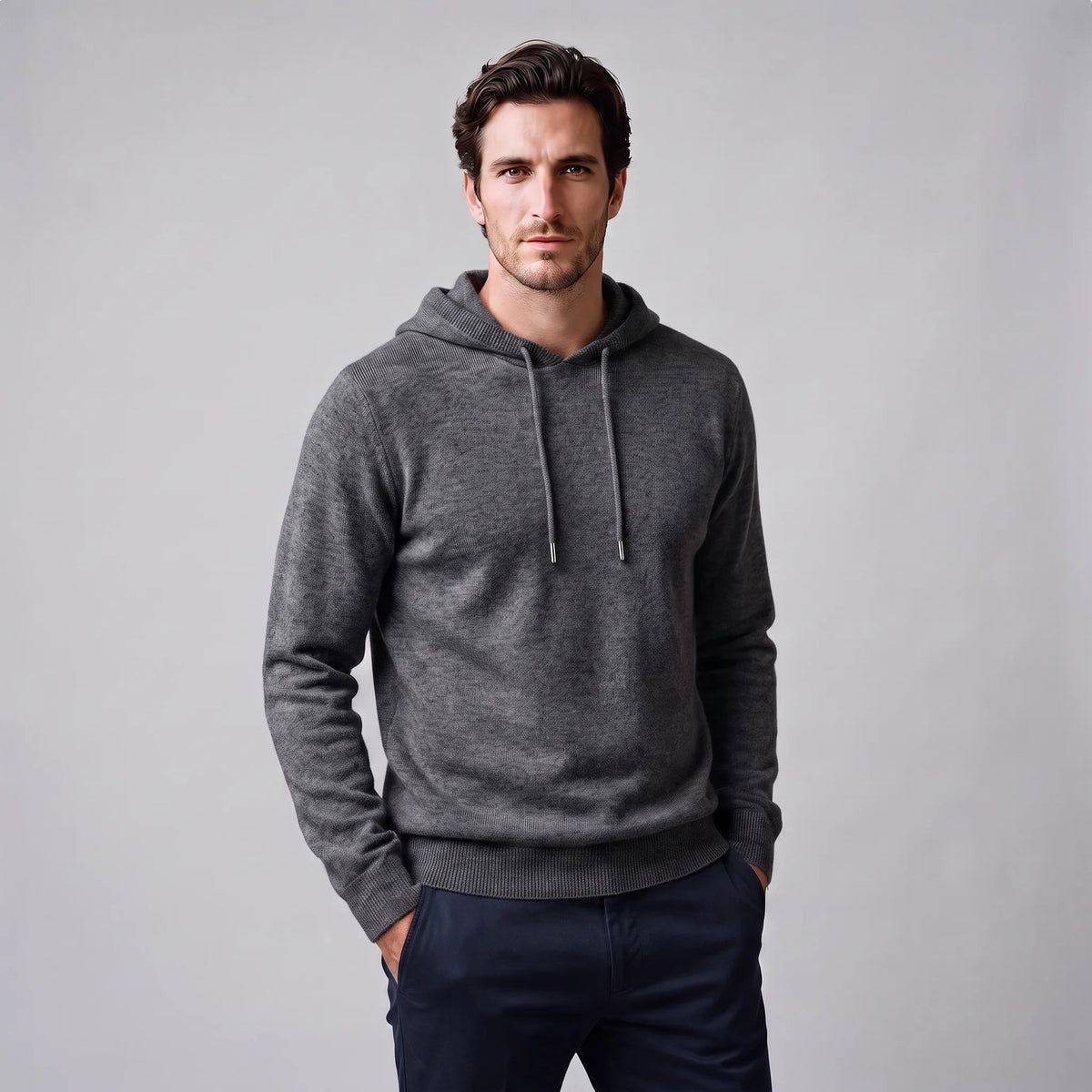 Gebreide Hoodie Heren | Fijngebreid | Trekkoord | Regular Fit