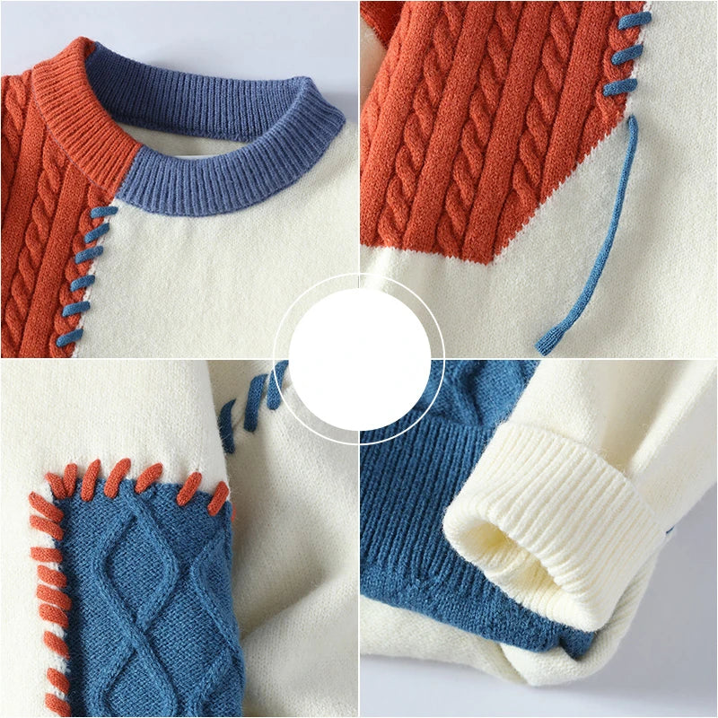 Details van kraag, kabelpatroon, sierstiksel en boord