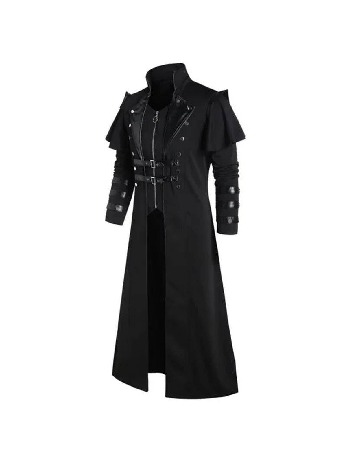 Zwarte gothic jas, open voorkant