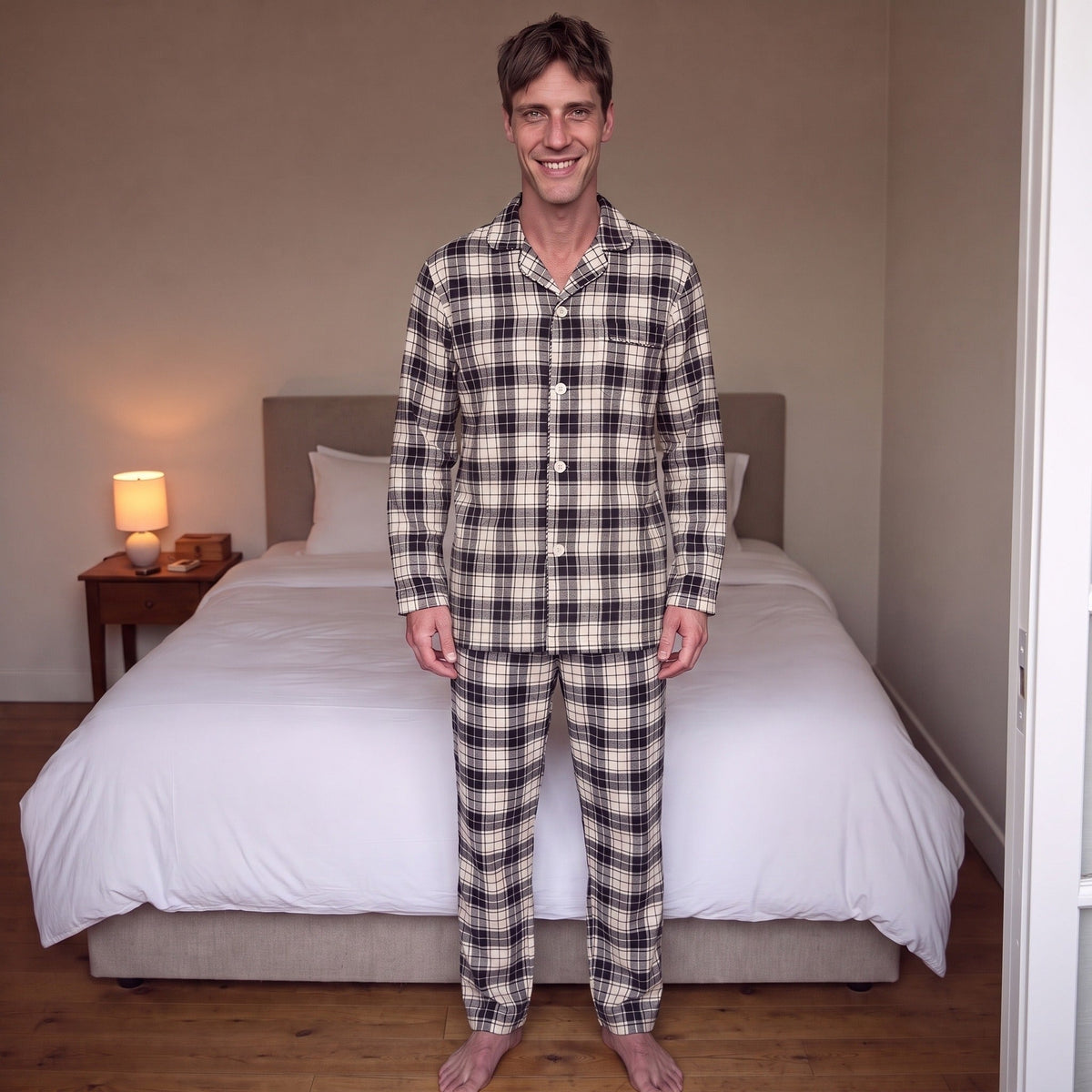 Geruite Pyjama Heren | Flanel | Knoopsluiting | 2 Kleuren