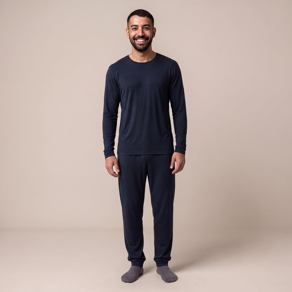 Pyjama Heren Lange Mouw | Bamboe Viscose | Marineblauw