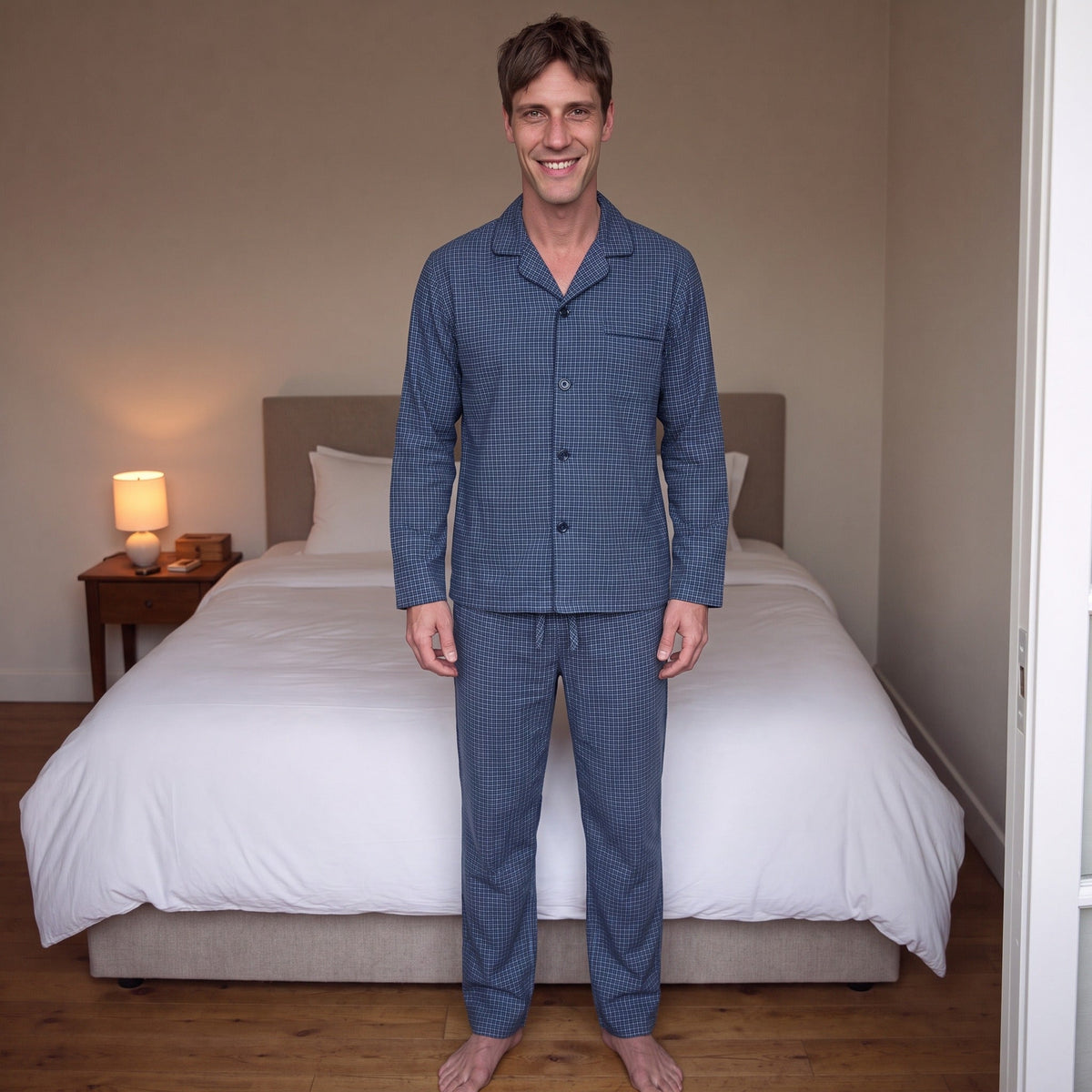 Geruite Pyjama Heren | Flanel | Knoopsluiting | 2 Kleuren