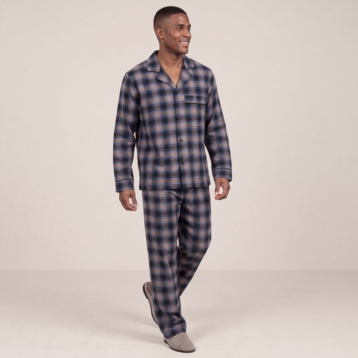 Flanellen Geruite Pyjama Heren | Knoopsluiting | 2 Kleuren