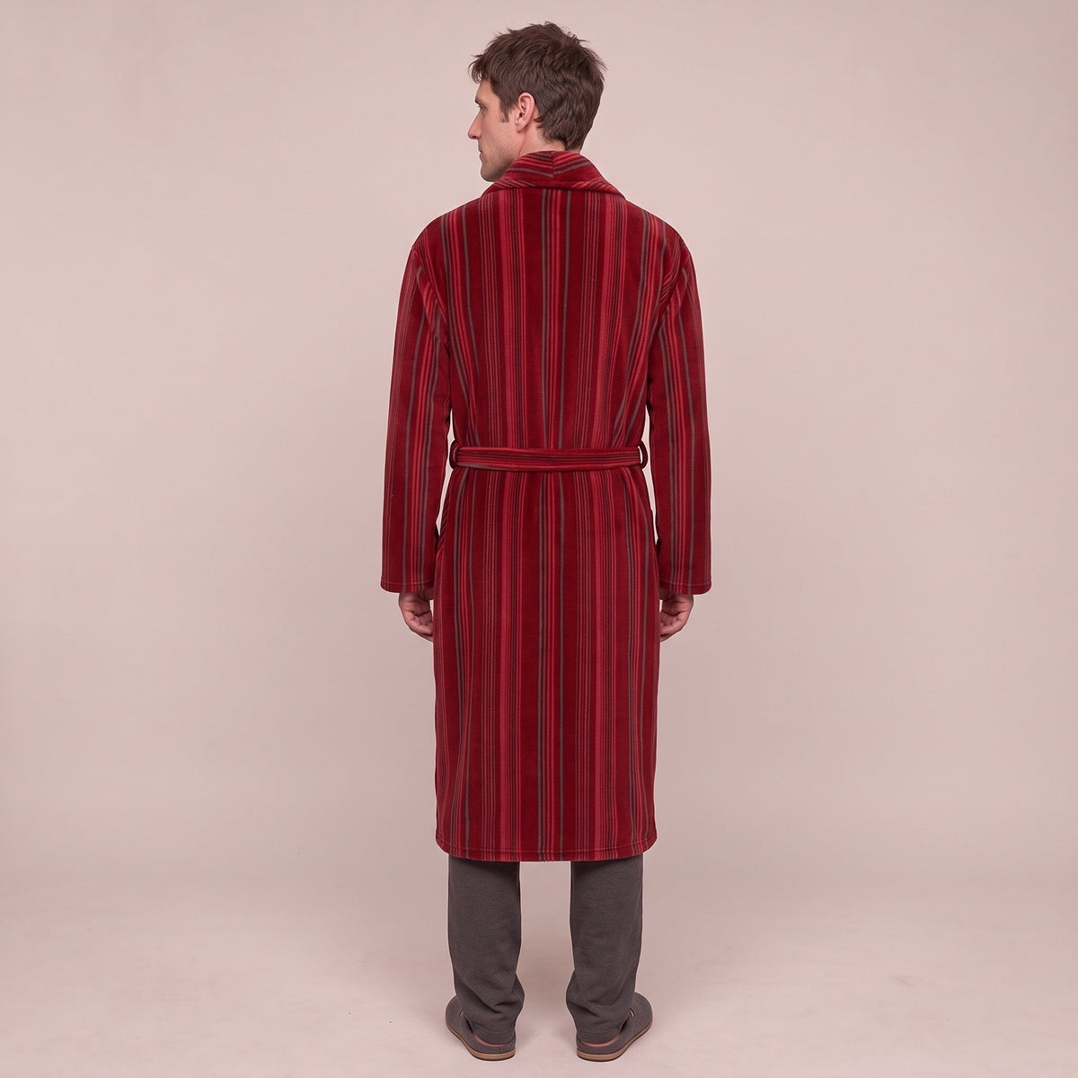 Gestreepte Badjas Heren | Koraalfleece | 2 Kleuren