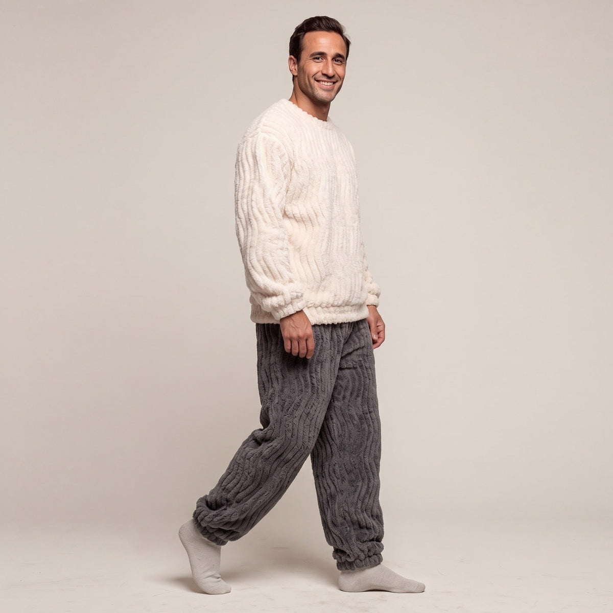 Fleece Pyjama Heren met Ronde Hals | Boordbroek | 2 Kleuren