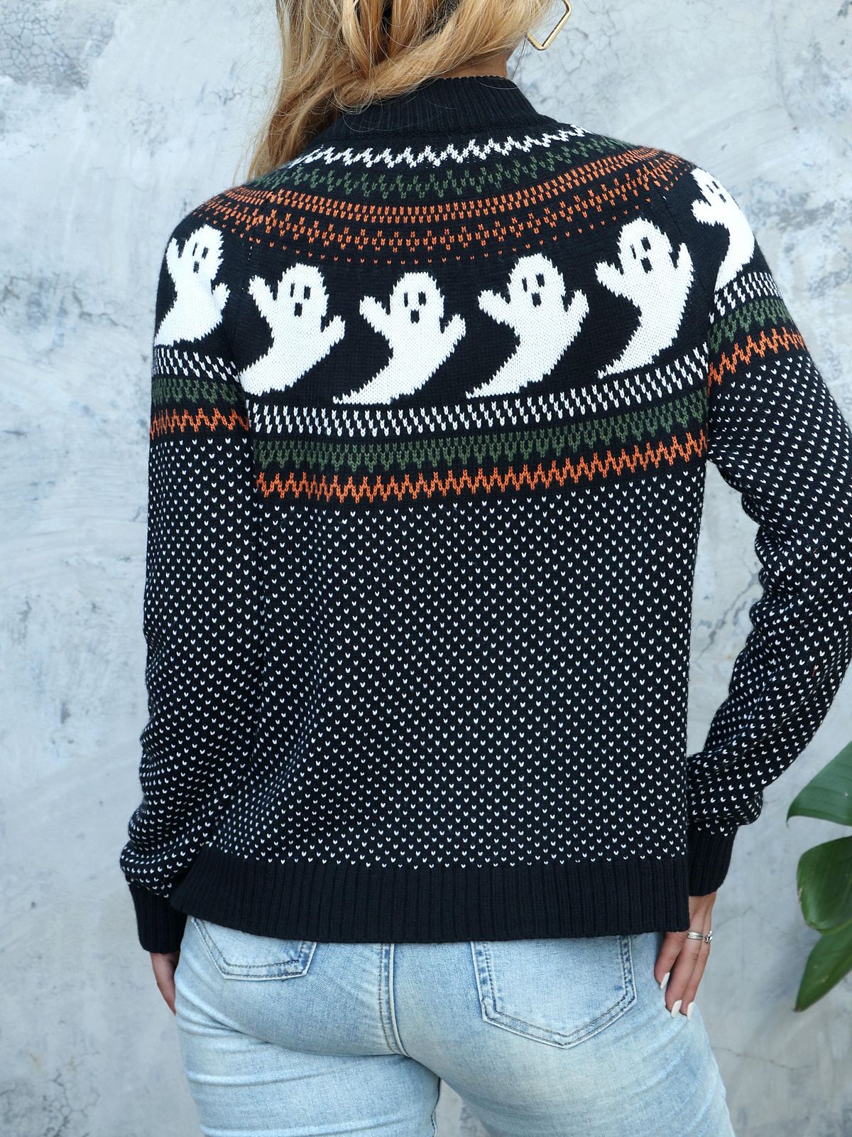 Zwart spookjesvest, achterkant met spookjes