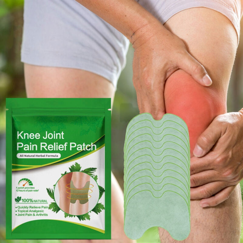 Groene kruidenpleister op knie, verpakking en losse pleisters zichtbaar getoond | Boutique Moda