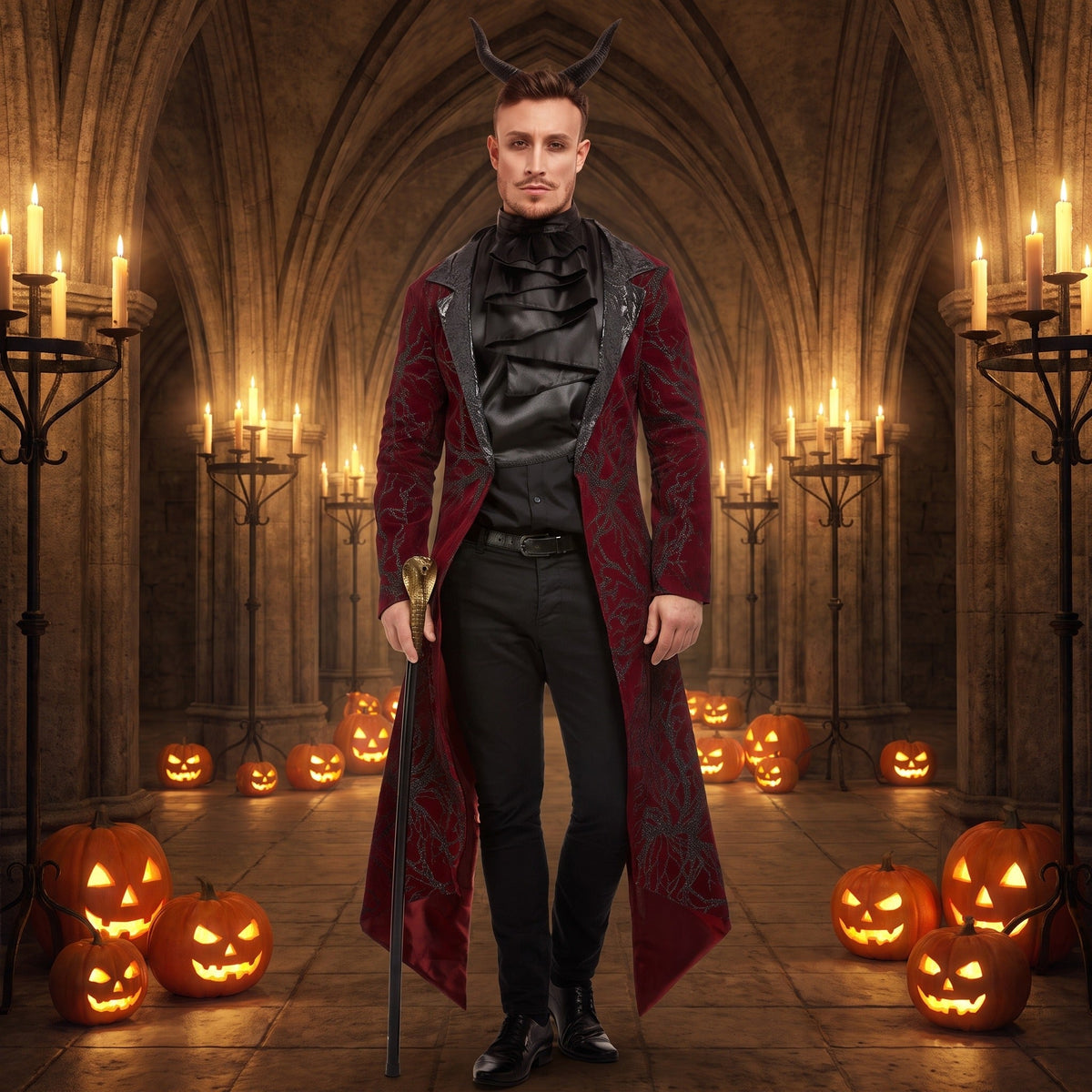 Duivel Slipjas Heren | Bordeaux | Jabot | Hoorns