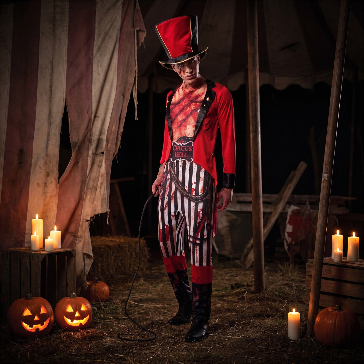 Circusdirecteur Kostuum | Zombie | Jumpsuit met Slipjas | Hoge Hoed