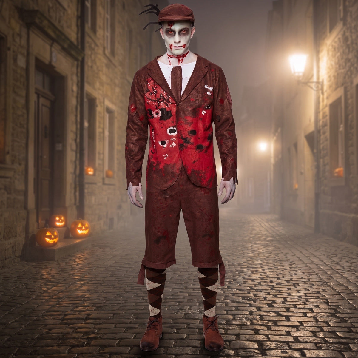 Zombie Jager Kostuum | Jas | Kniebroek | Pet met Gewei