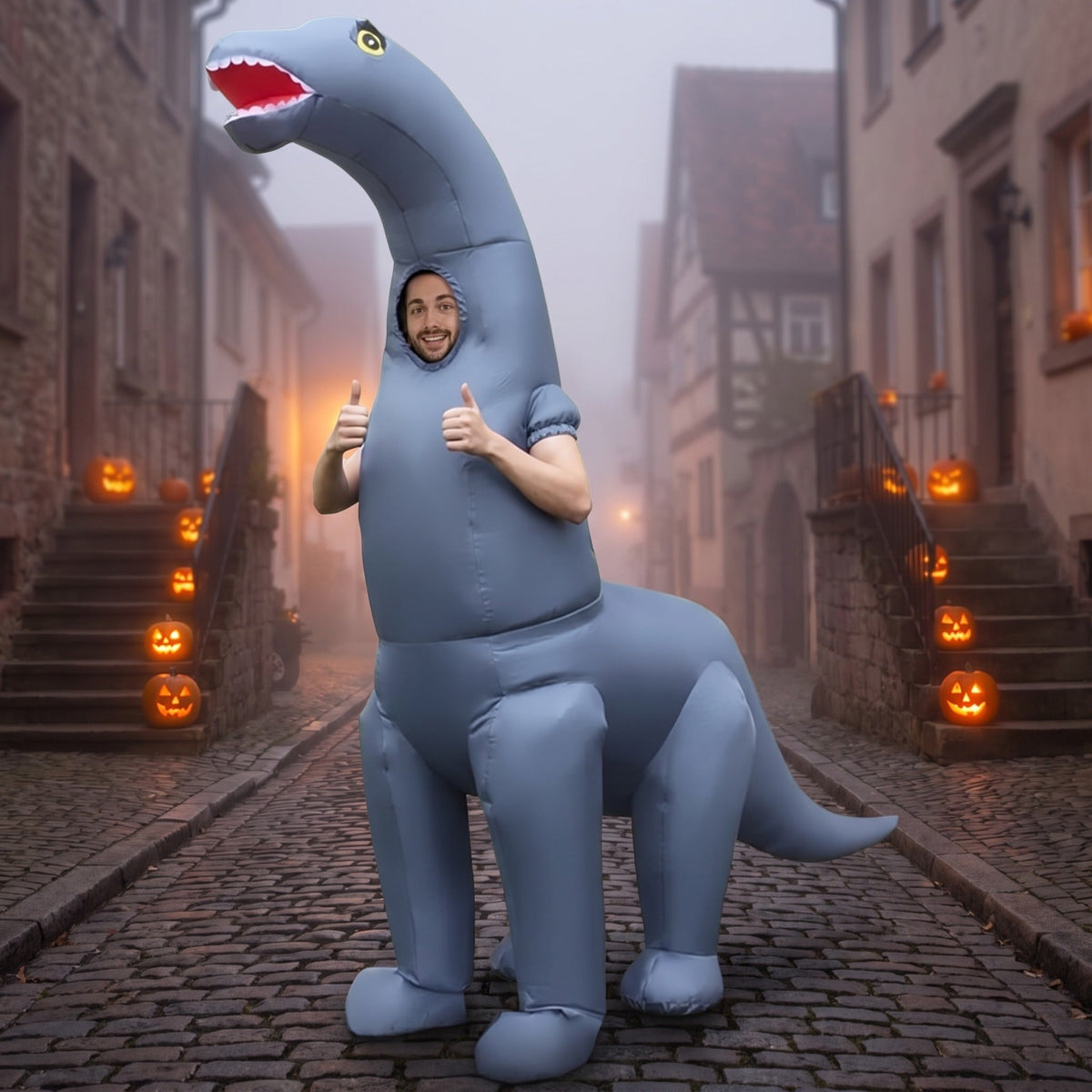 Opblaasbaar Dinosaurus Kostuum | Lange Nek | Volwassenen