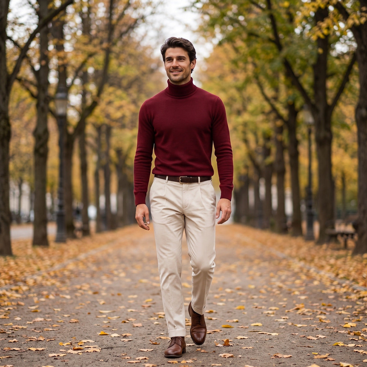 Gebreide Coltrui Heren | Geribde Col | Regular Fit | Fijngebreid