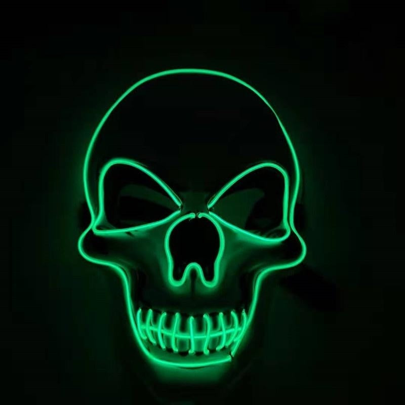 Groen lichtgevend doodskop masker, voorkant