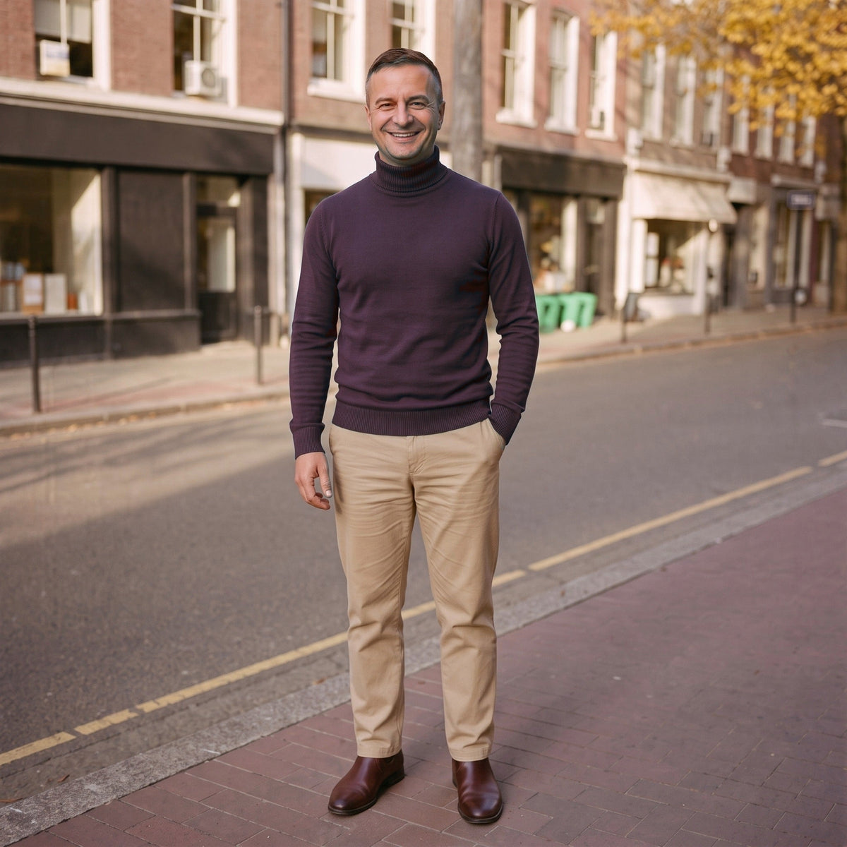 Slim Fit Coltrui Heren | Fijngebreid | Geribde Col