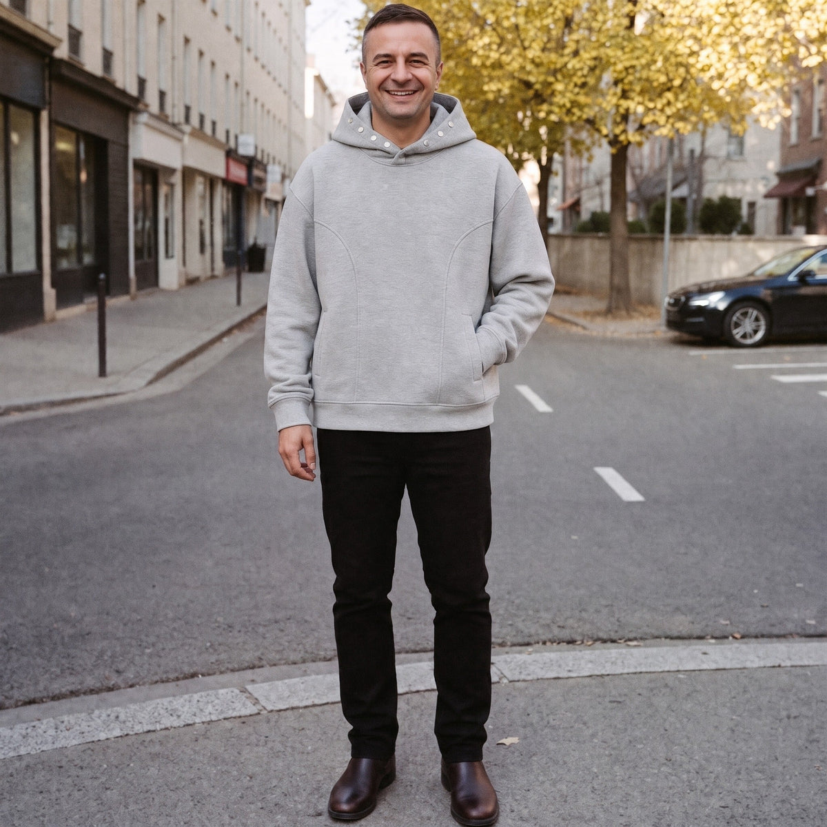 Oversized Hoodie Heren met Drukknopen | Paspelzakken | 3 Kleuren