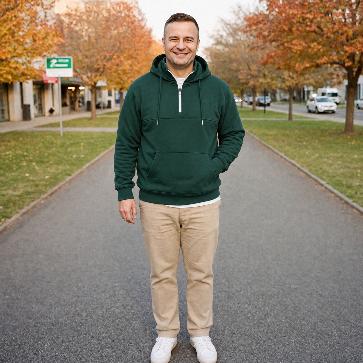 Half Zip Hoodie Heren met Opstaande Kraag | 8 Kleuren
