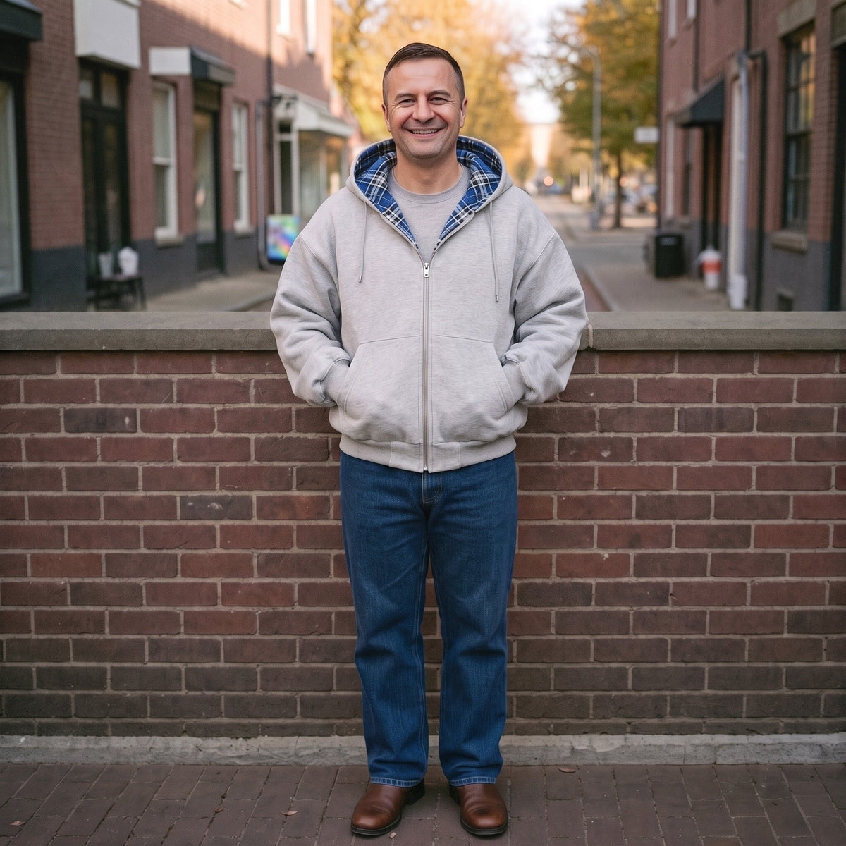 Omkeerbare Hoodie Heren | Rits | Oversized | Geruit