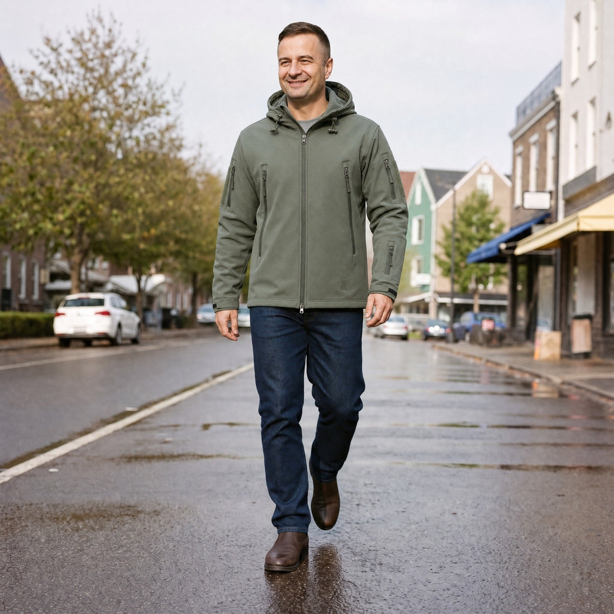 Softshell Jack Heren | Capuchon | Waterafstotend | Ritszakken