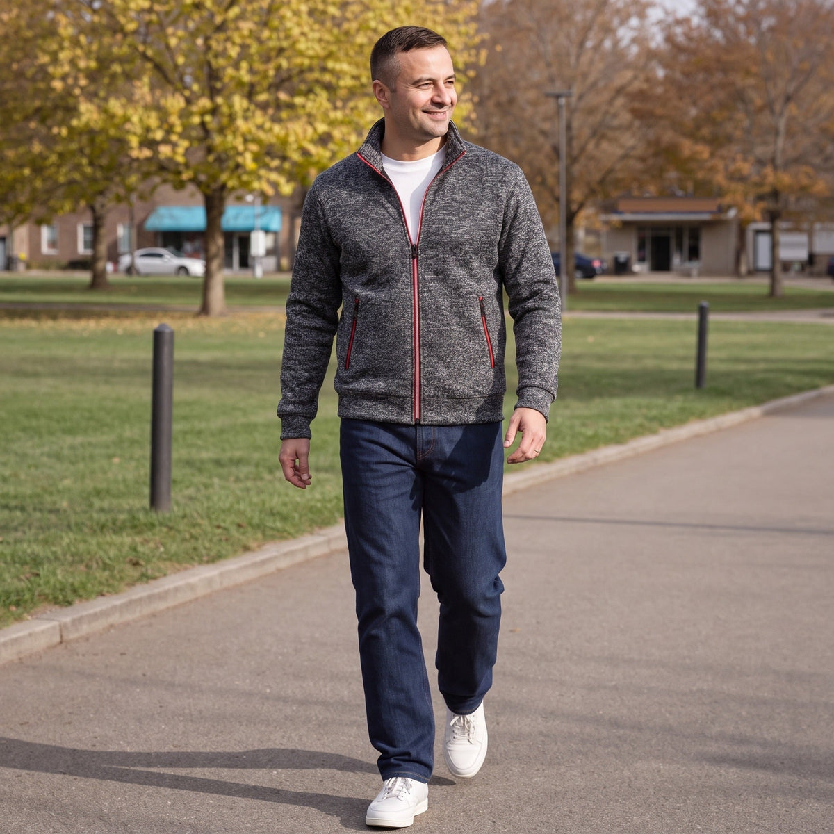 Sweatvest Heren met Opstaande Kraag | Contrastbies | Ritszakken | 4 Kleuren