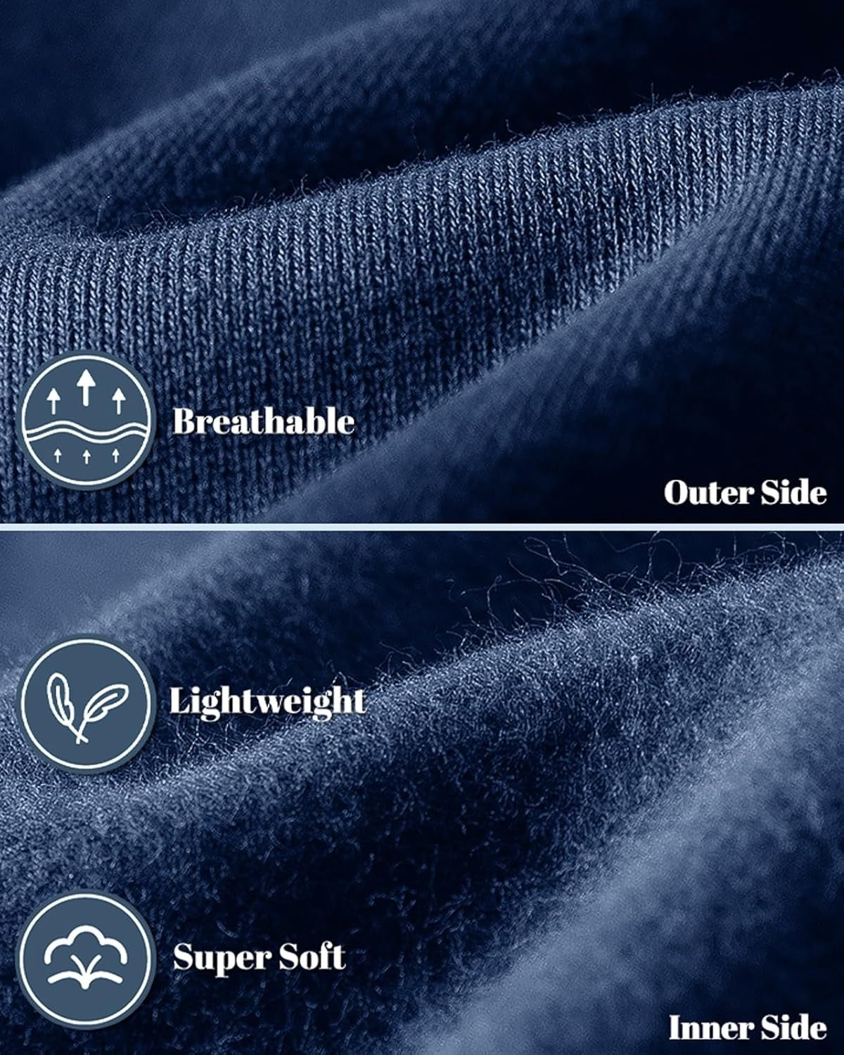 Close-up van de buitenkant en de zachte binnenkant van fleece | Boutique Moda