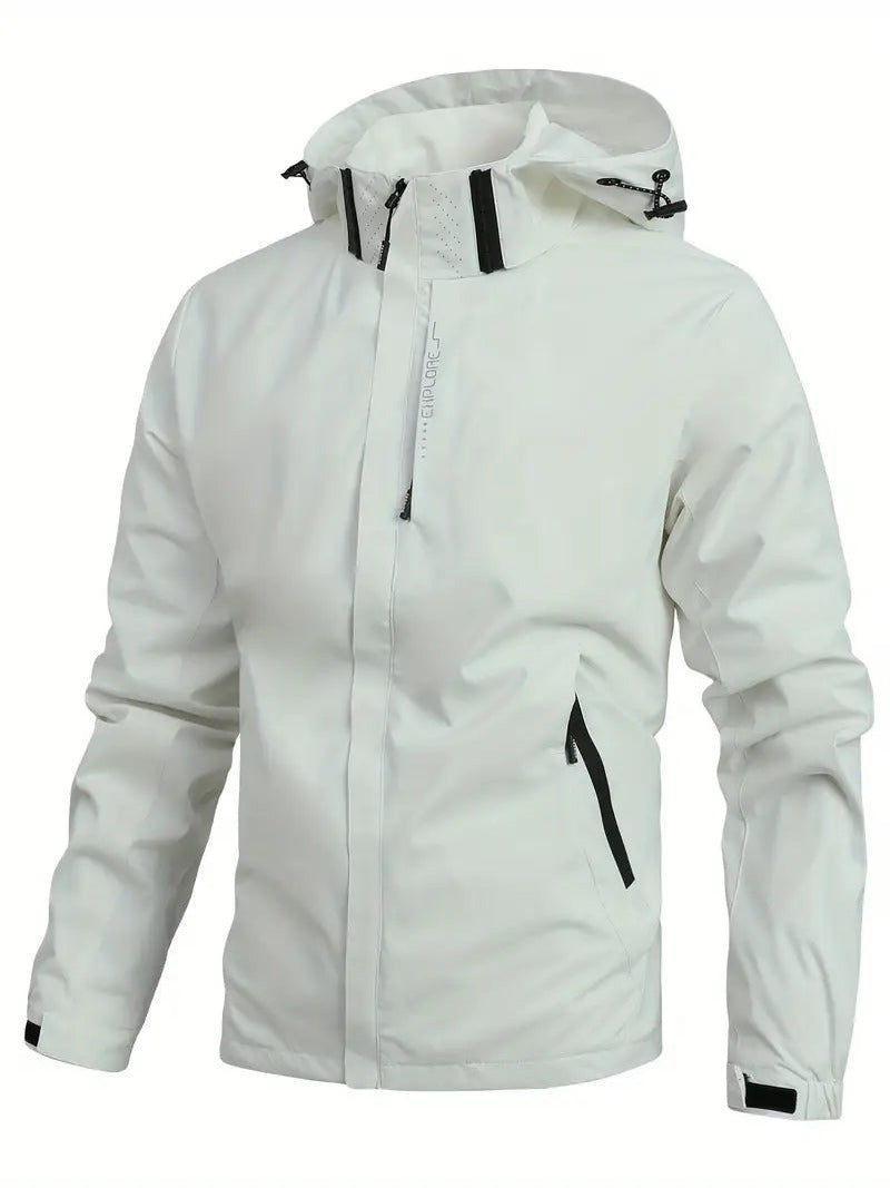Waterdichte herenjas in wit met capuchon | Boutique Moda