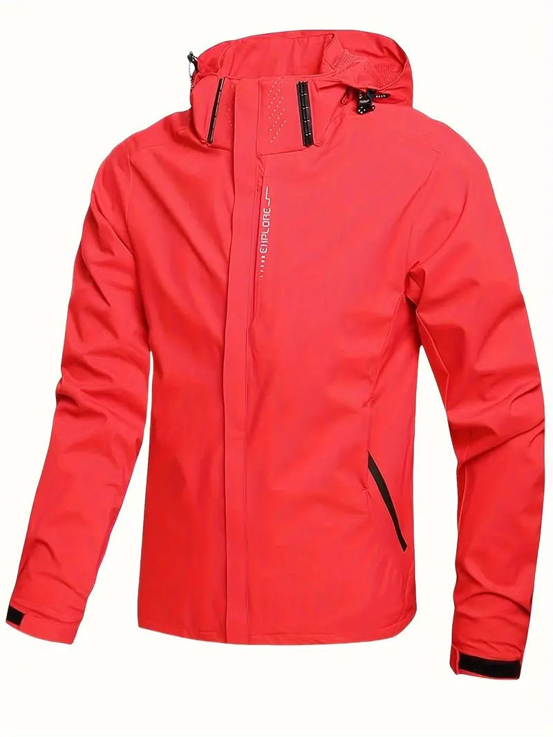Waterdichte herenjas in rood met capuchon | Boutique Moda