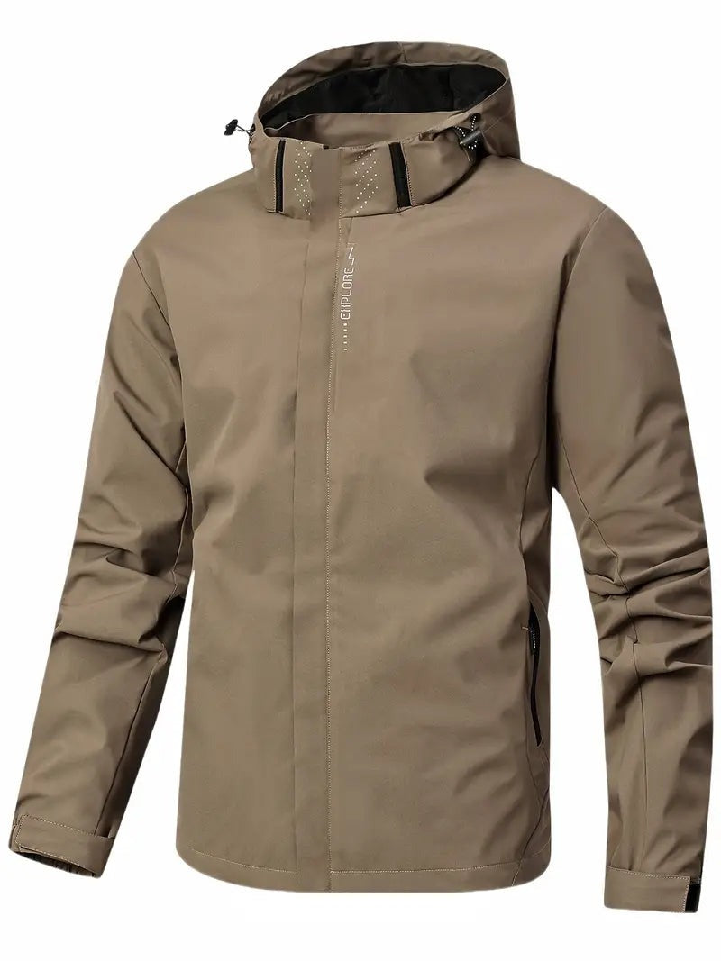 Waterdichte herenjas in zandbeige met capuchon | Boutique Moda