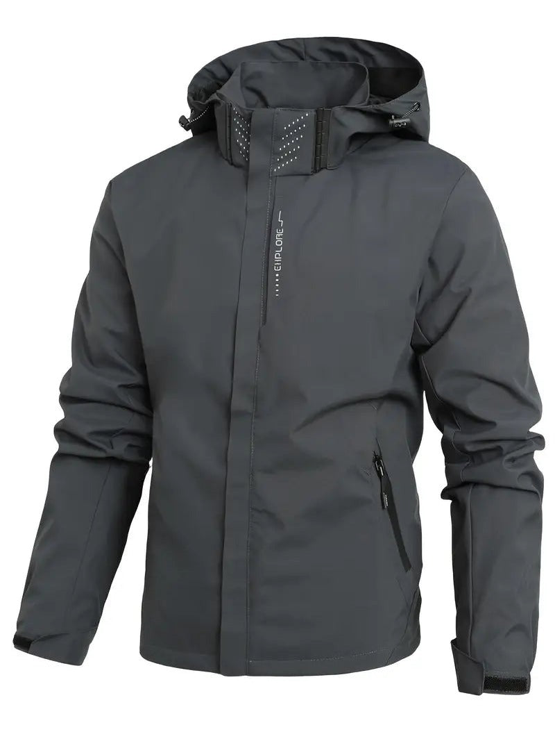 Waterdichte herenjas in grijs met capuchon | Boutique Moda