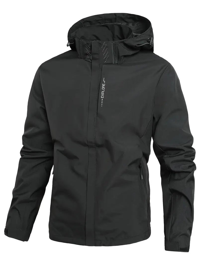 Waterdichte herenjas in zwart met capuchon | Boutique Moda
