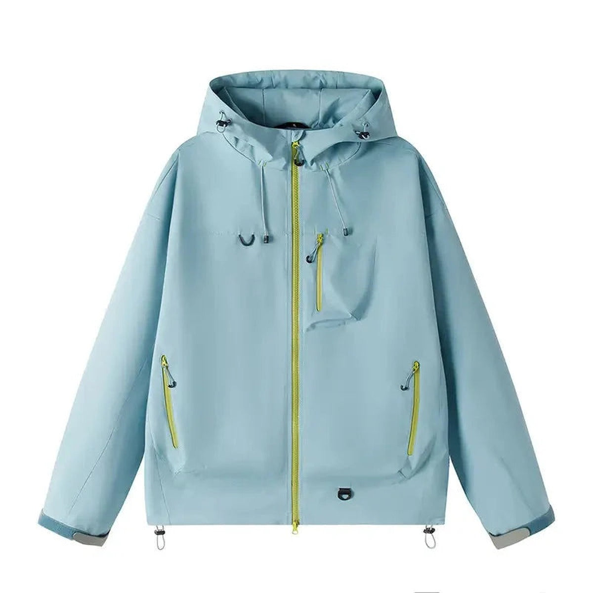 Grijsblauwe regenjas, zijkant | Boutique Moda
